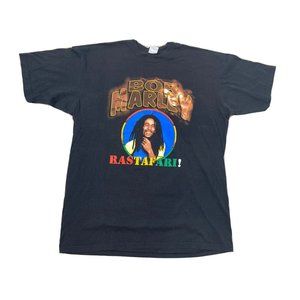 90s Vintage Bob Marley Rap Tee Double Sided Black T-shirt Sz XL Get Up Stand Up